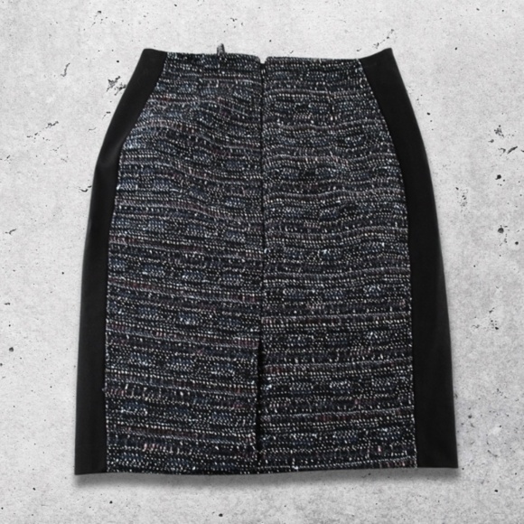 White House Black Market Tweed Pencil Skirt Metallic Black/Blue/Mauve Women’s 14 - Picture 2 of 12
